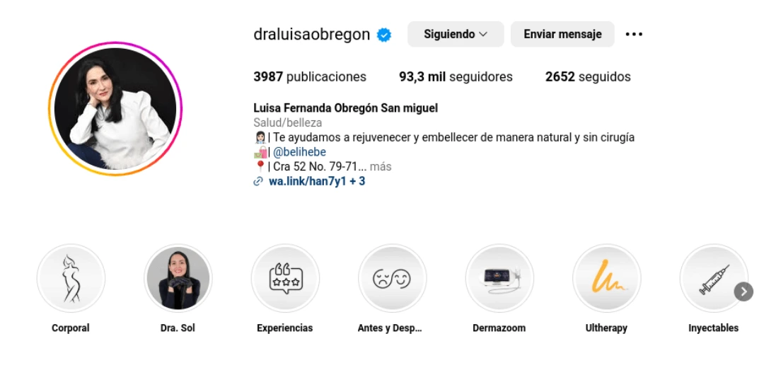 Instagram Dra. Luisa Obregón